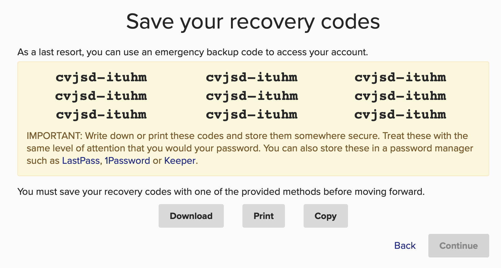 recovery codes review