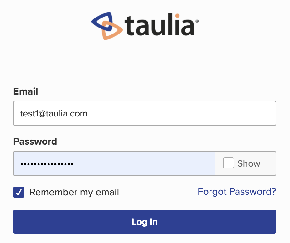 login page